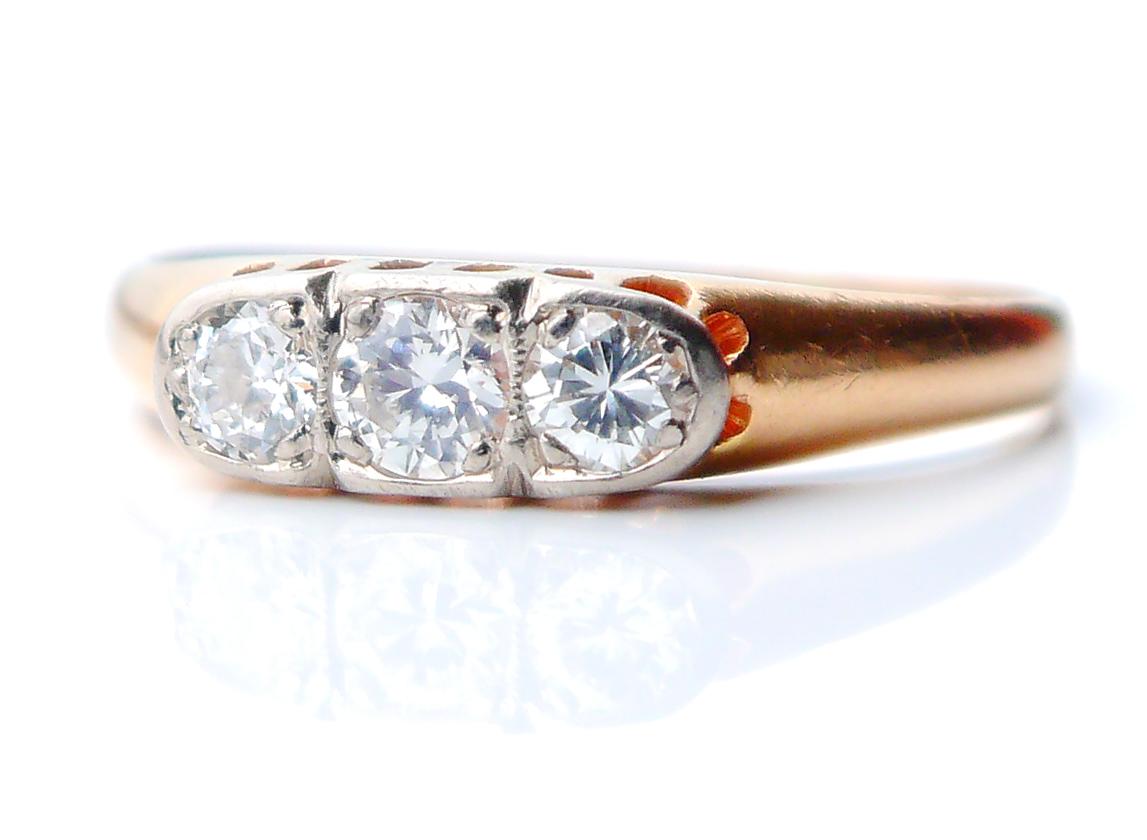 Art Nouveau 1912 Antique Ring 0.45ctw Diamonds solid 18K Gold Platinum Ø 5.5 US / 2.0 gr For Sale