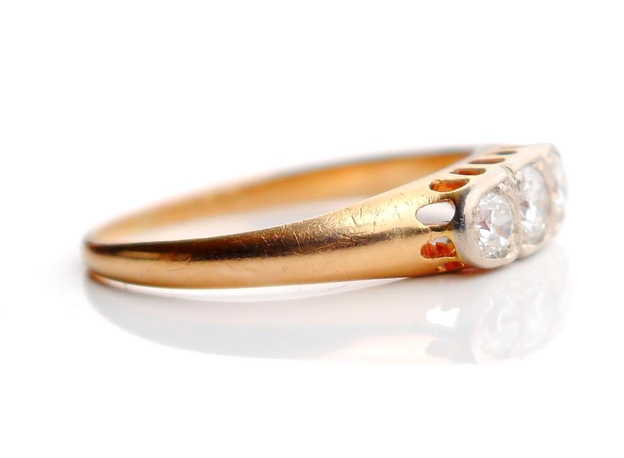 Women's 1912 Antique Ring 0.45ctw Diamonds solid 18K Gold Platinum Ø 5.5 US / 2.0 gr For Sale