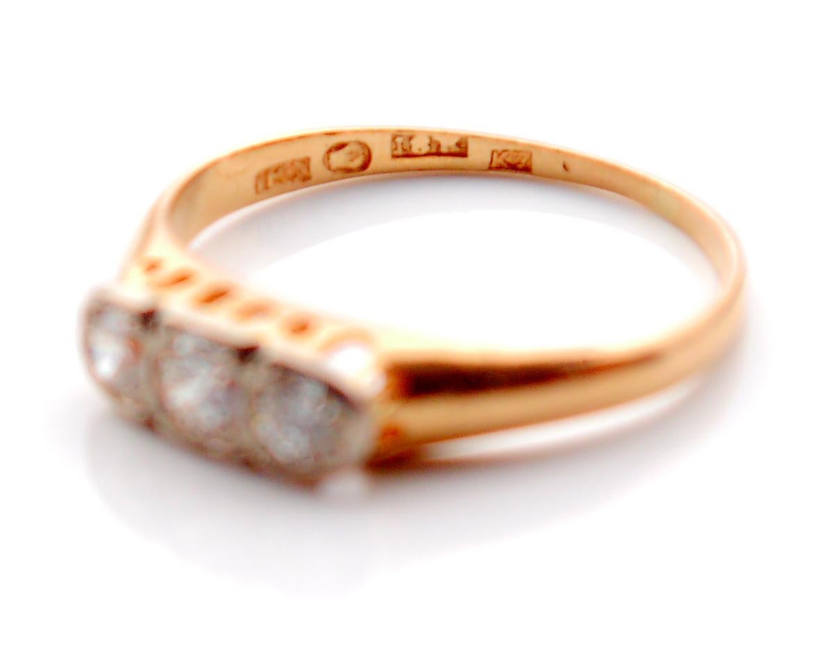 1912 Antique Ring 0.45ctw Diamonds solid 18K Gold Platinum Ø 5.5 US / 2.0 gr For Sale 4
