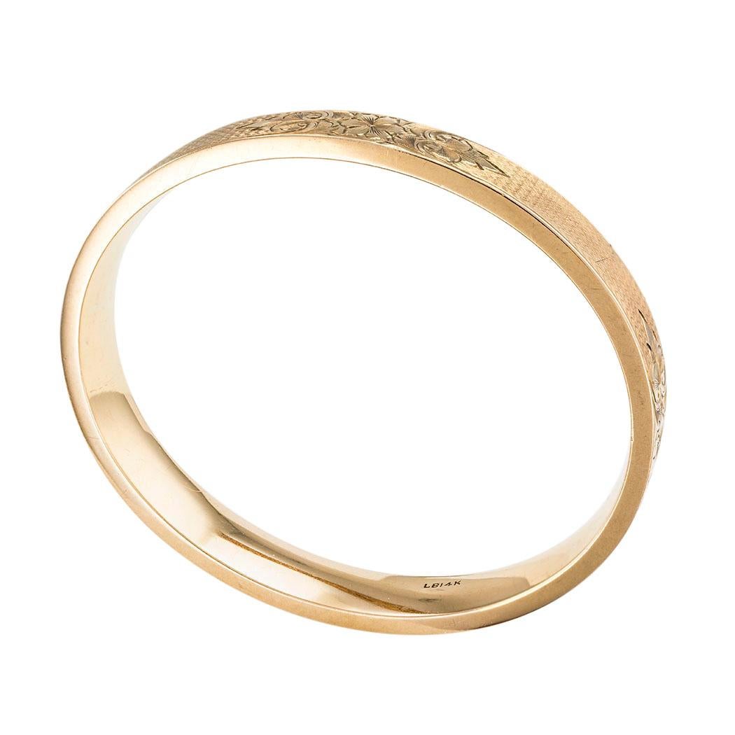 1912 Antique Yellow Gold Slip On Bangle Bracelet In Good Condition For Sale In Los Angeles, CA