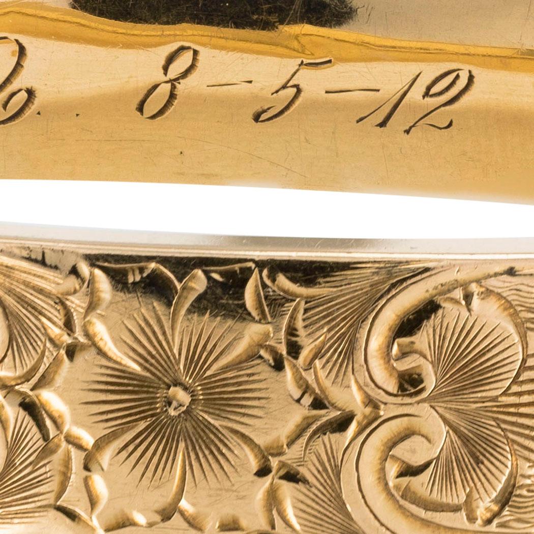 Women's or Men's 1912 Antique Yellow Gold Slip On Bangle Bracelet For Sale