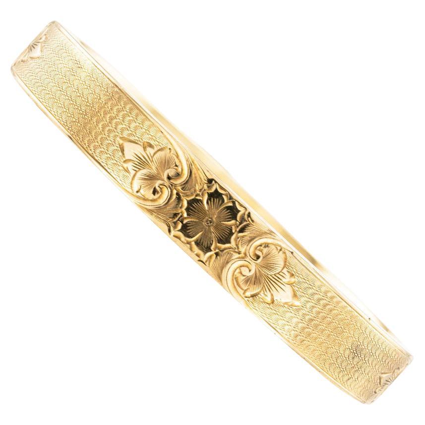 Bracelet jonc ancien en or jaune  glissire 1912