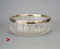 1912  Bol en cristal taillé massif 830 argent / 448 g