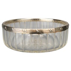 1912  Schalenschliff Kristallglas Massiv 830 Silber / 448 gr