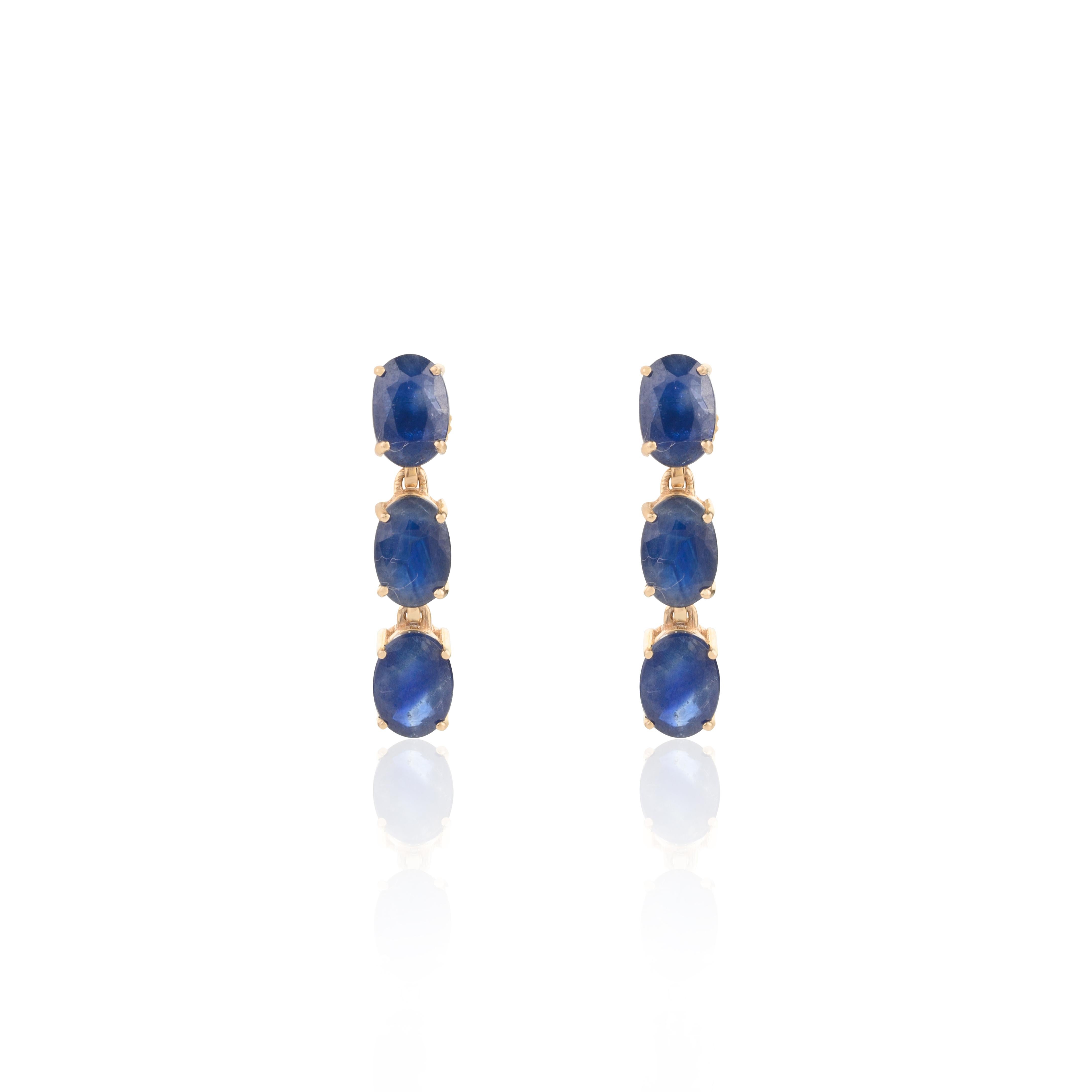 14k Gelbgold 19,12 Karat natürlicher blauer Saphir Ohrringe und Halskette Schmuck-Set im Zustand „Neu“ im Angebot in Houston, TX