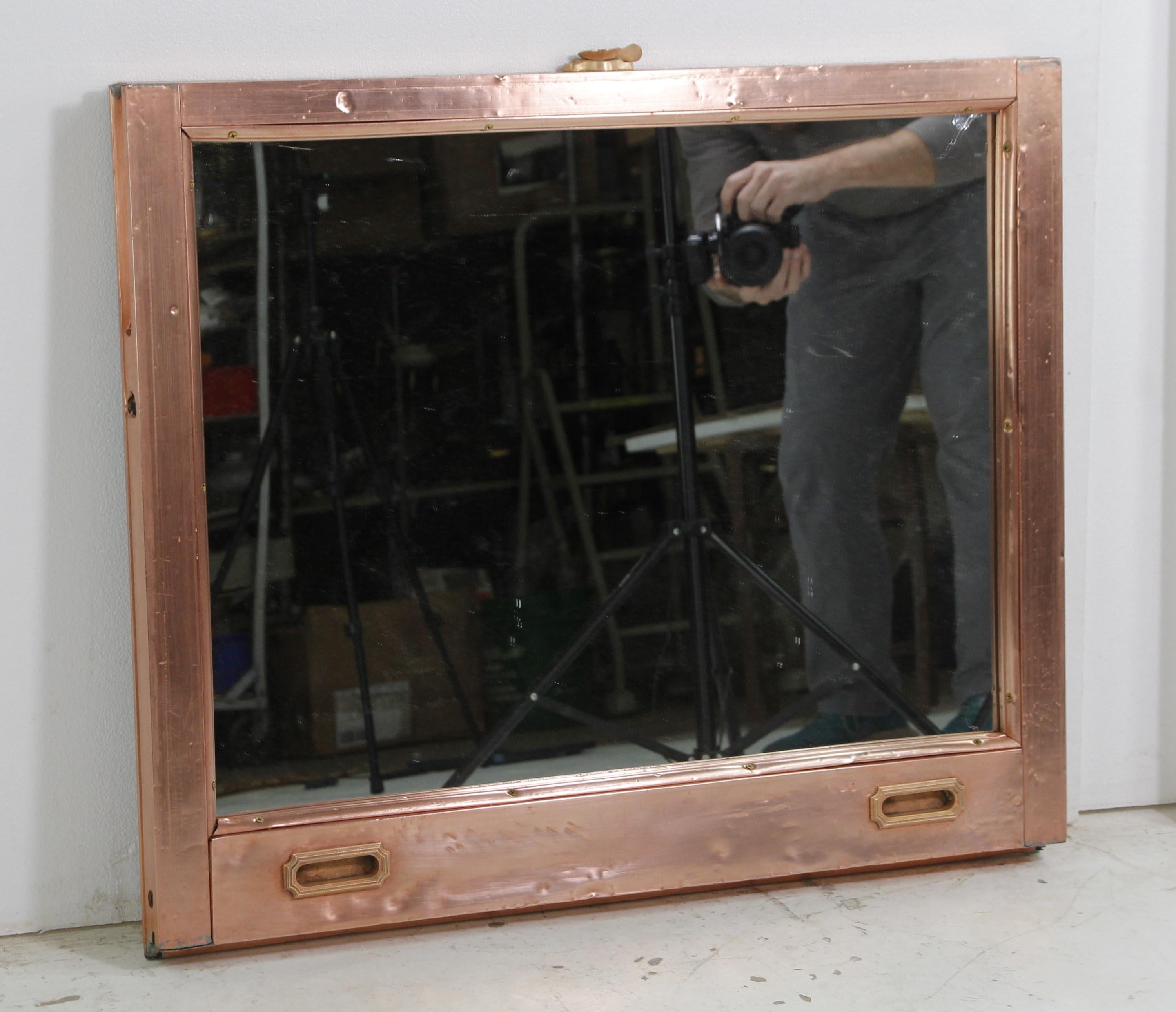 Industrial 1912 Hotel McAlpin Copper Winder Frame Mirror