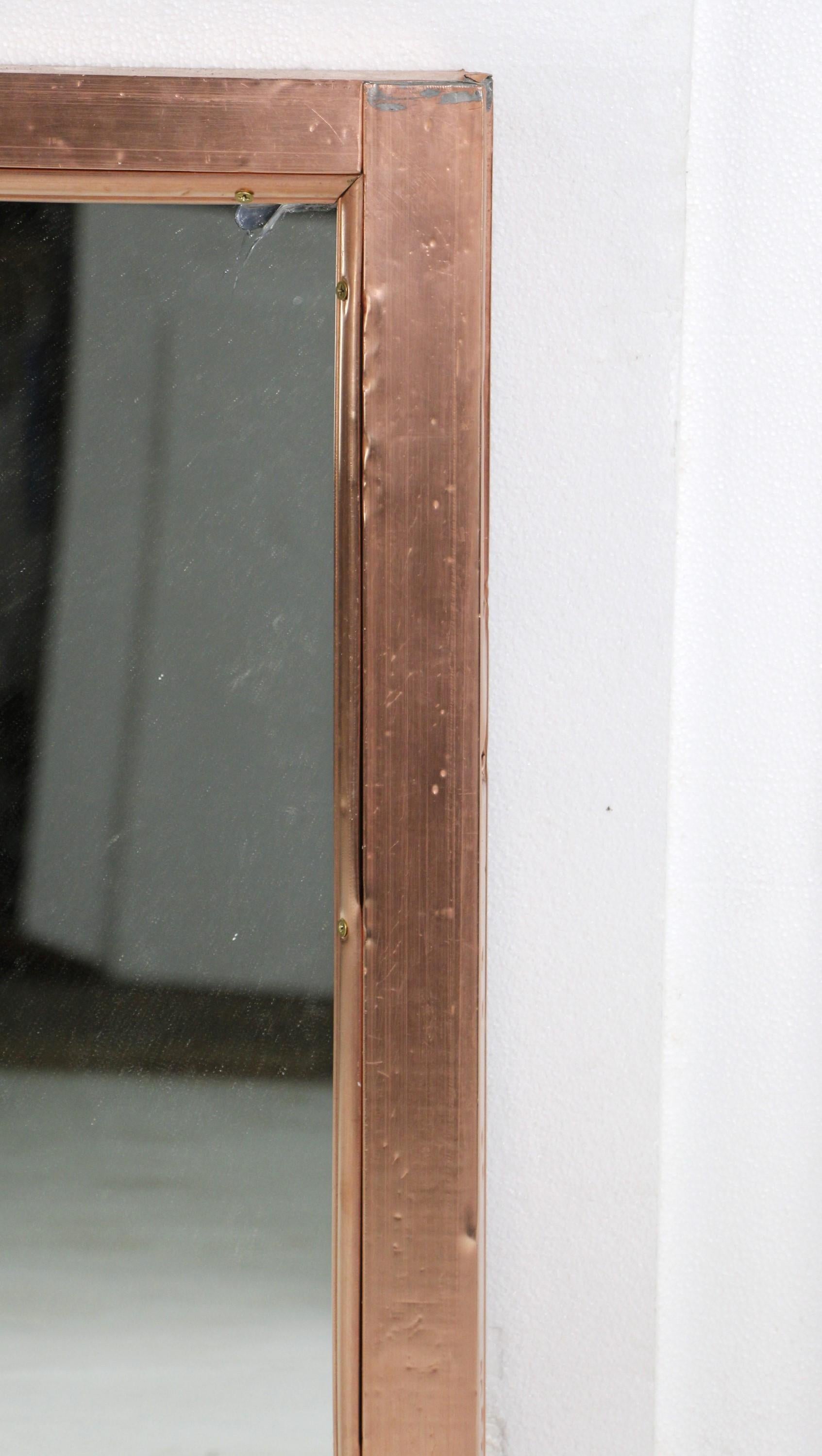 Early 20th Century 1912 Hotel McAlpin Copper Winder Frame Mirror