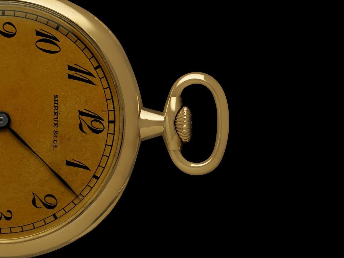 1912 Patek Philippe Shreve & Co. & Antike Herren 44mm Taschenuhr - 18K Gold im Zustand „Gut“ im Angebot in Suwanee, GA