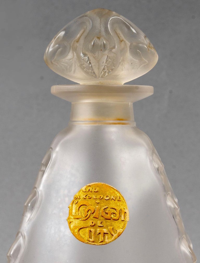 1912 René Lalique, Perfume Bottle l'Origan Frosted Glass For