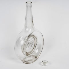 1912 René Lalique, Decanter Deux Danseuses Clear Glass Blue Patina with Stopper