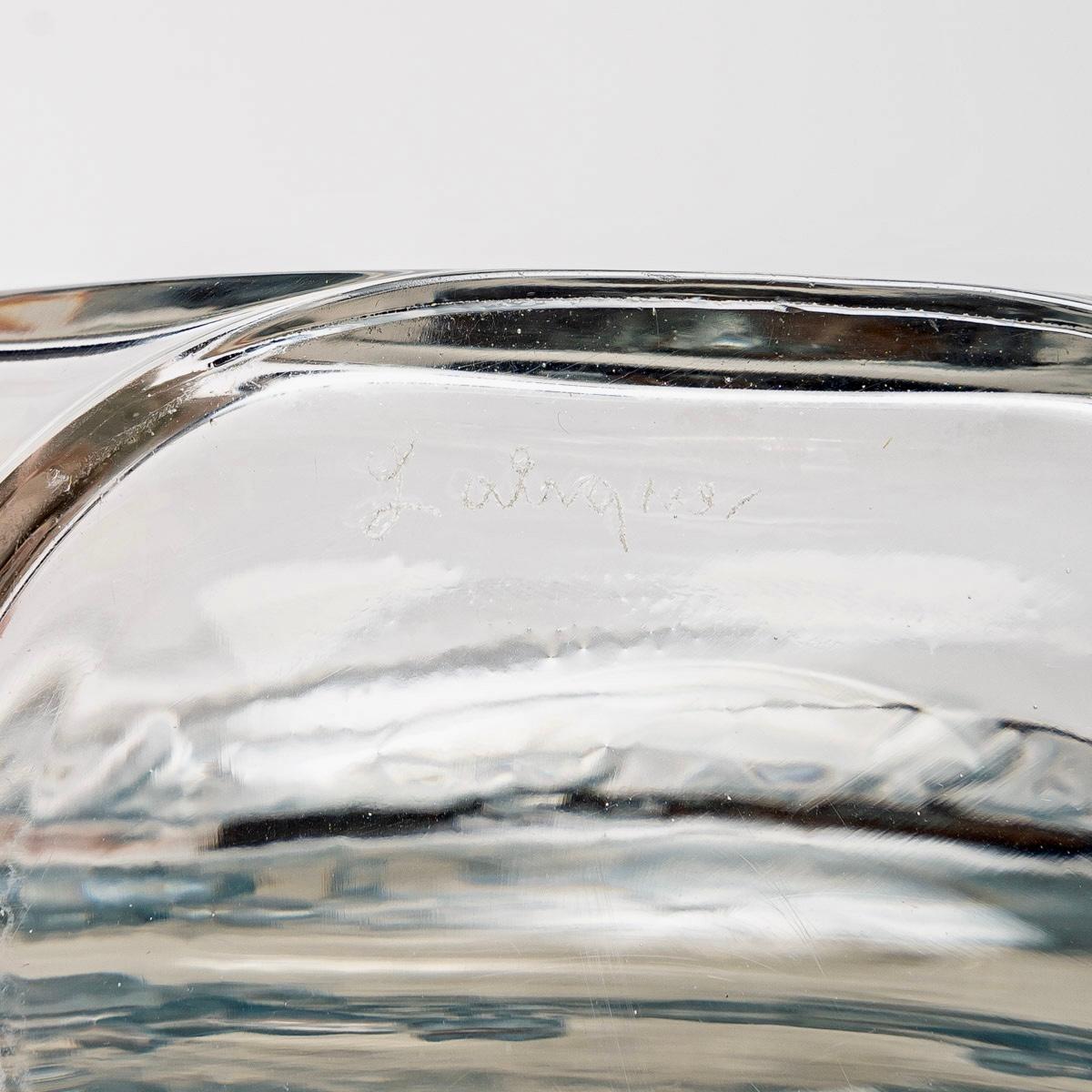 Molded 1912 René Lalique, Decanter Deux Danseuses Clear Glass with Blue Patina