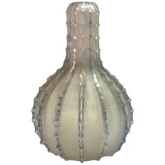 1912 René Lalique Dentelé Vase in Frosted Glass with Blue Patina