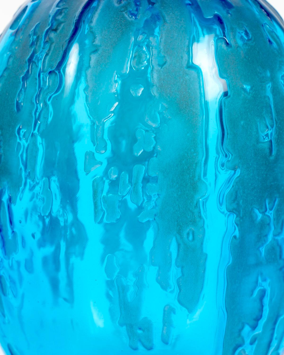 Stampato 1912 René Lalique Vaso coperto Fontaines Vetro blu elettrico, tappo a forma di maschera in vendita