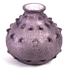 1912 René Lalique Fougeres Vase in Amethyst Plum Glass
