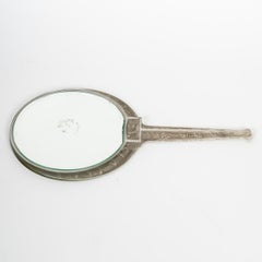 1912 René Lalique - Hand Mirror Narcisse Couche Glass with Grey Patina