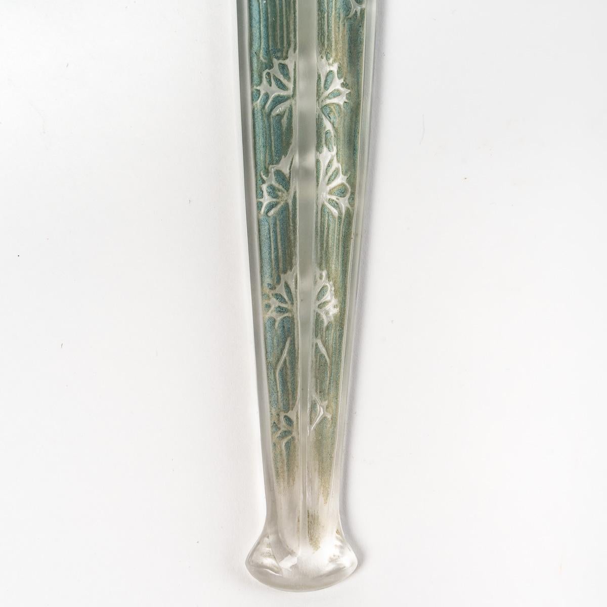 Early 20th Century 1912 René Lalique, Mirror Narcisse Clear Glass with Blue Green Patina + Box For Sale