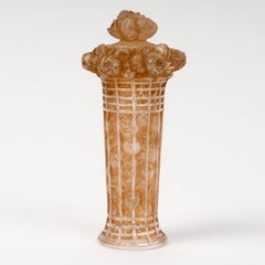 1912 René Lalique - Parfümflasche Panier De Roses Glas mit Sepia Patina
