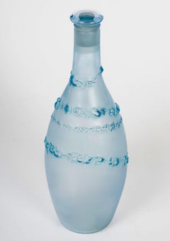 1912 René Lalique Perfume Bottle Rose Jacqueminot Blue Glass for Coty Glass