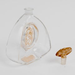 1912 Rene Lalique Perfume Bottle Sirene Mermaid Glass Sepia Patina for Burmann