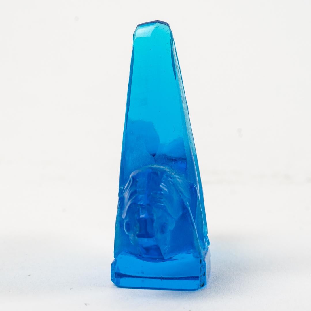 French 1912 René Lalique, Seal Sauterelle Electric Blue Glass