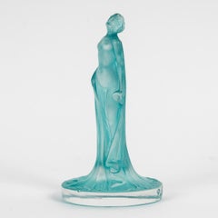 1912 René Lalique - Seal Stamp Statuette Drapee Glass With Turquoise Patina
