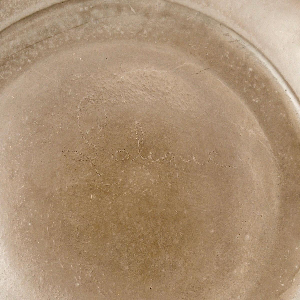 Vetro soffiato 1912 René Lalique - Vaso Dentele in vetro smerigliato con patina seppia in vendita