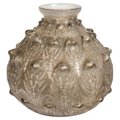 1912 René Lalique Vase Fougeres Ferns Glass with Grey Patina