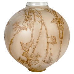 1912 René Lalique - Vase Grande Boule Lierre Frosted Glass With Sepia Patina