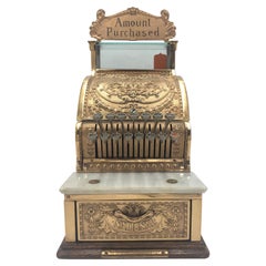 1912 Restored National Cash Register Model 313, Highly Ornate Brass W/ Marble