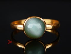 1912 Ring 3.5 Cat's Eye Chrysoberyl Cymophane solid 18K Gold Ø 6.75US / 2gr