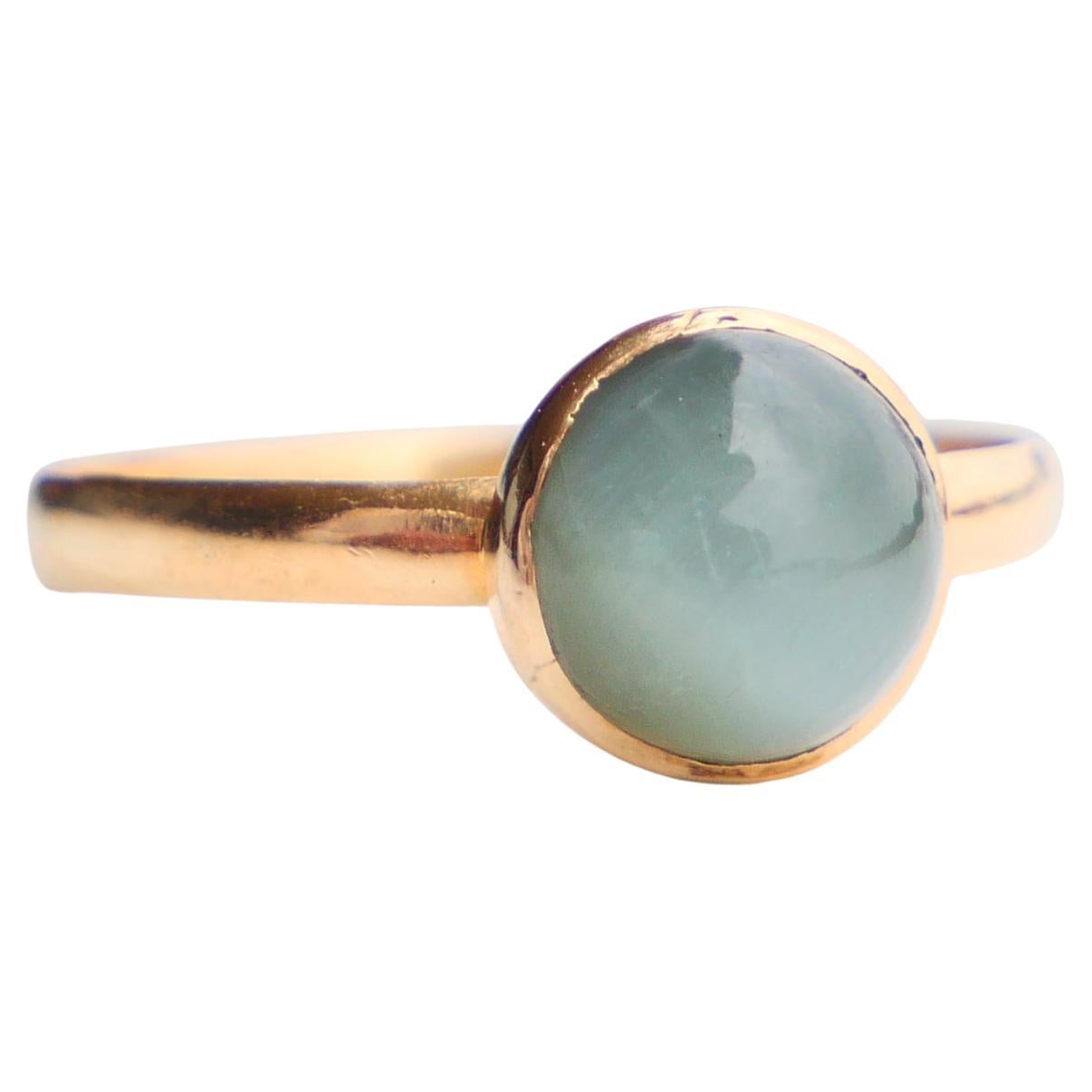 1912 Ring 3.5 Katzenauge Chrysoberyll Cymophan massiv 18K Gold Ø 6.75US / 2gr im Angebot