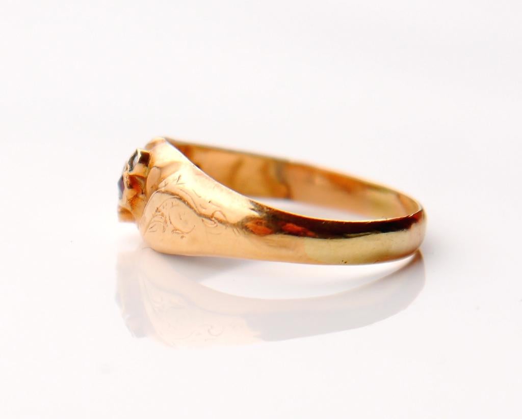 1912  Ring Red Garnet Seed Pearls solid 18K Gold Ø5US / 1.1gr For Sale 3
