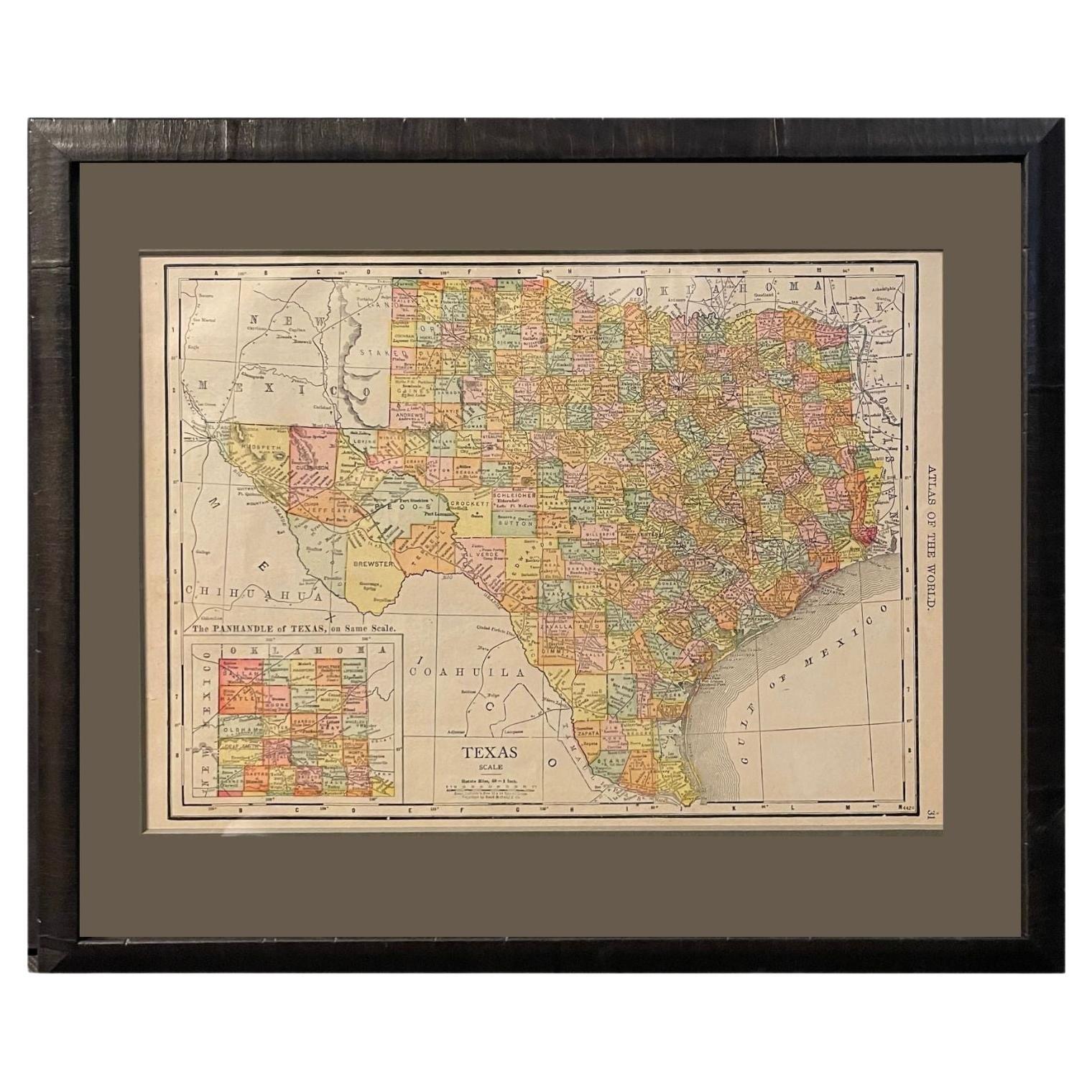 Carte "Texas" de 1912 par Rand McNally & Co.