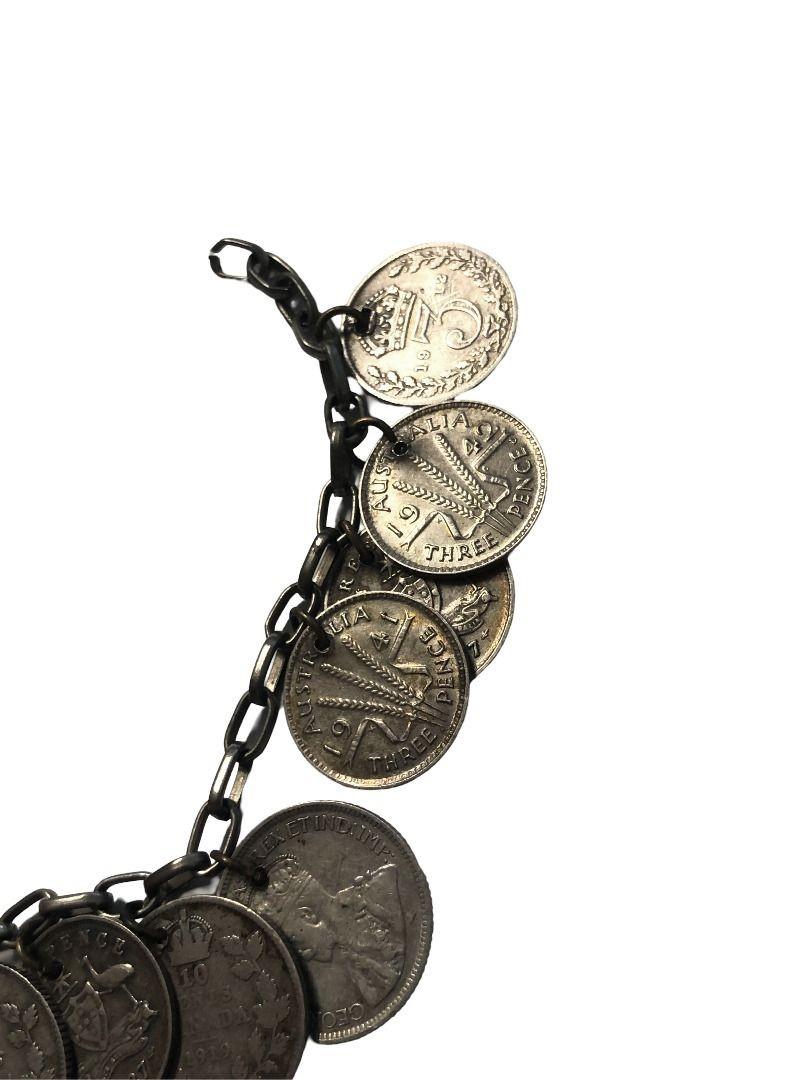1912 Three Pence Coins Silver Bracelet For Sale 2