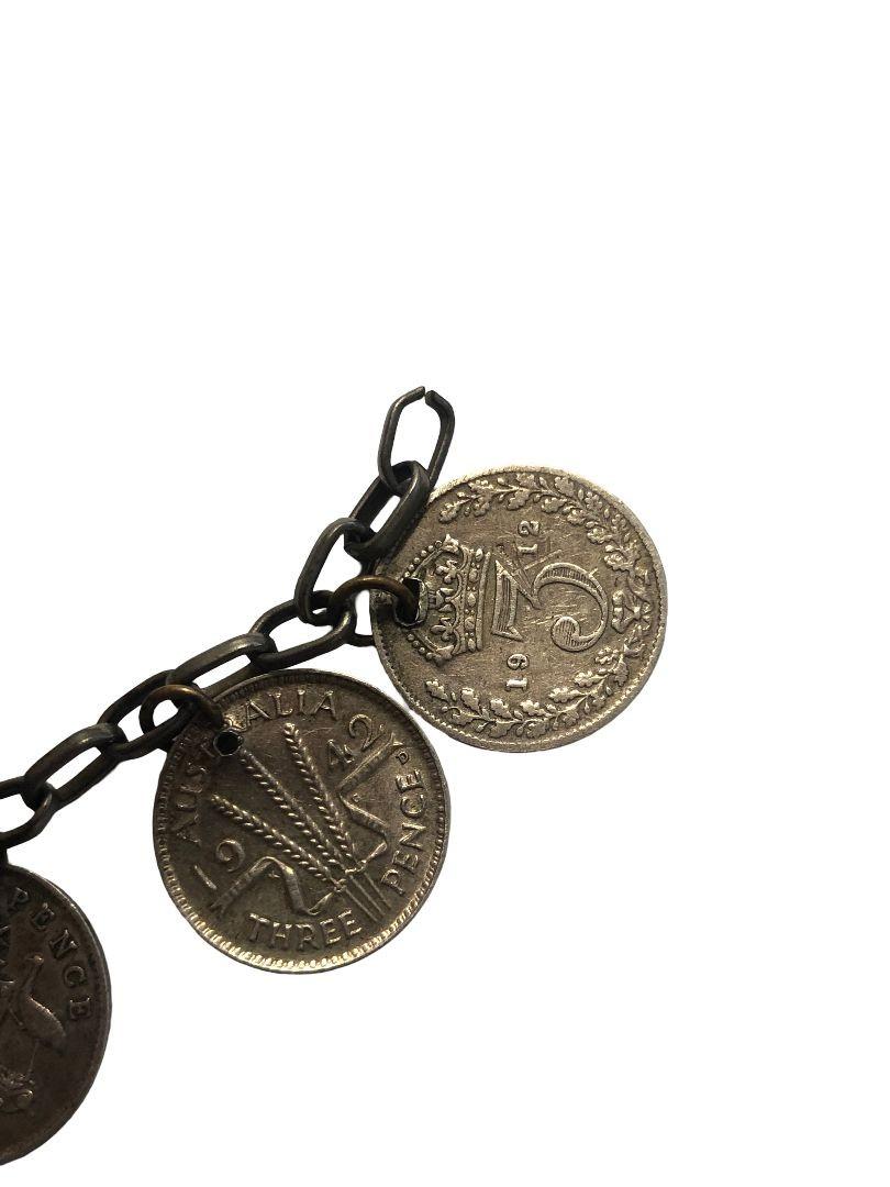 1912 Three Pence Coins Silver Bracelet For Sale 3