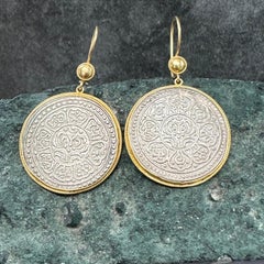 1912 Tibet Silver Tangka Coin 18K Gold Earrings