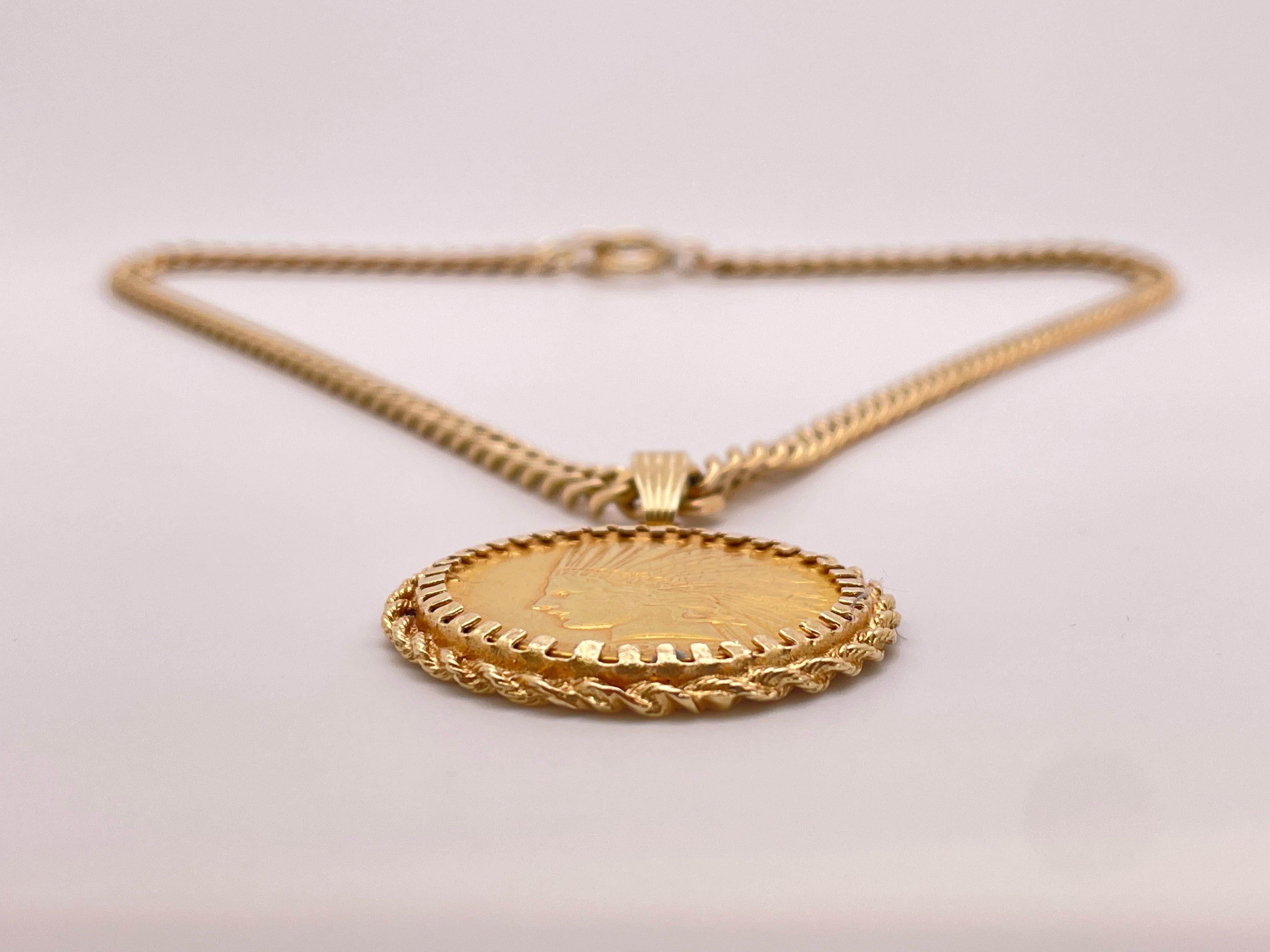 Women's or Men's 1913 $10 Indian Head Eagle Gold Coin Pendant