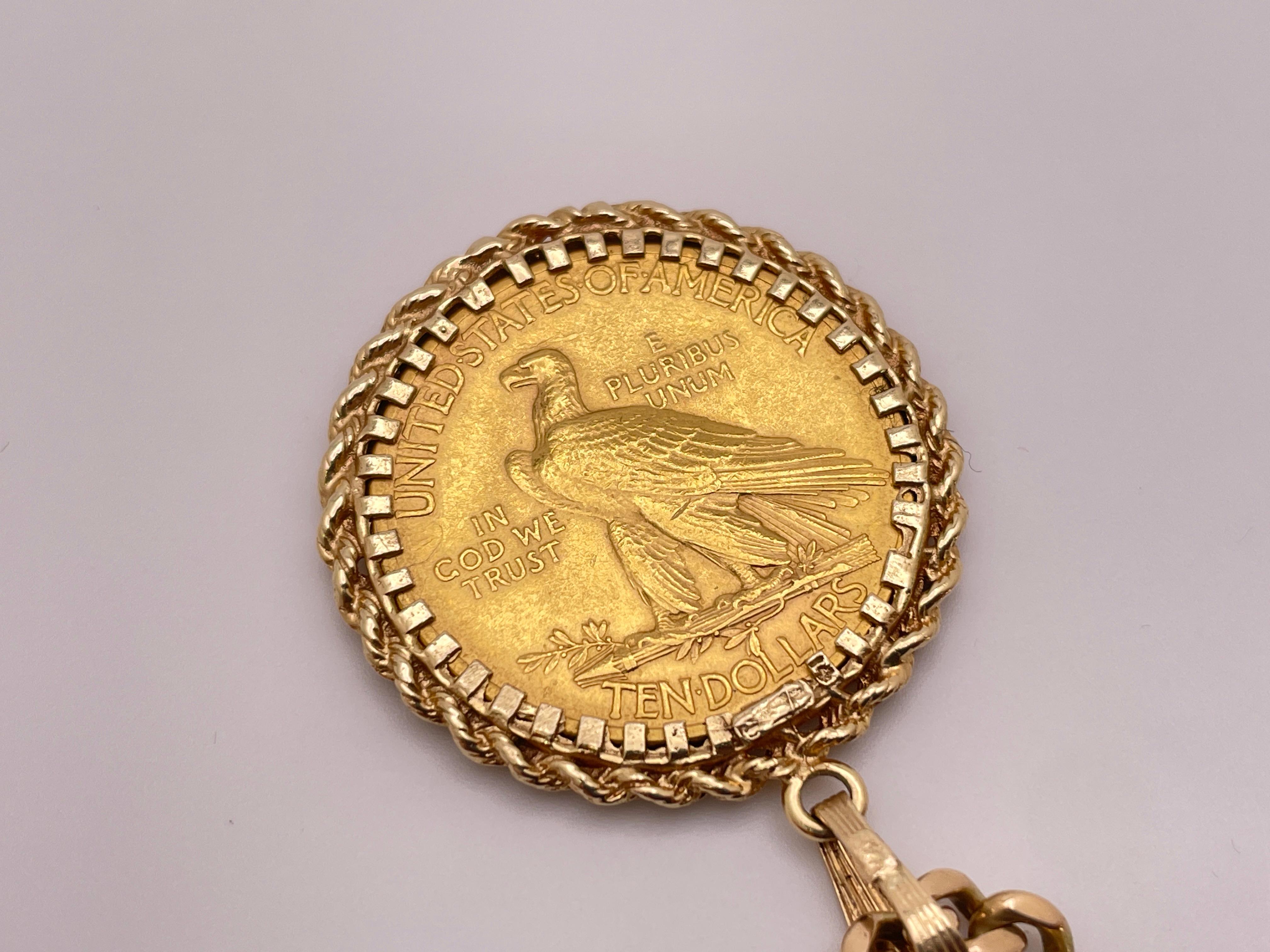 1913 $10 Indian Head Eagle Gold Coin Pendant 5