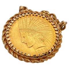 1913 $10 Indian Head Eagle Gold Coin Pendant