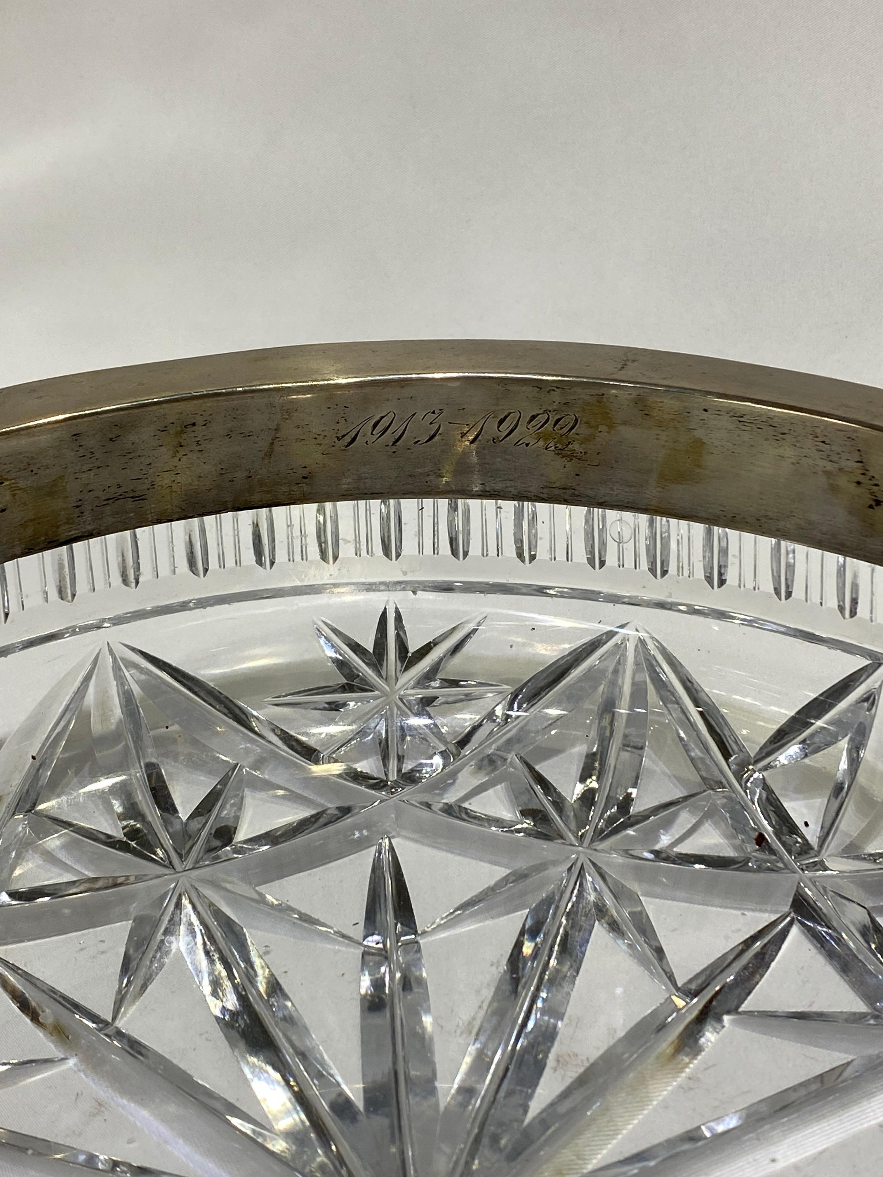 Trapezoid Cut 1913- 1922 Sterling Silver and Crystal Fruit Bowl