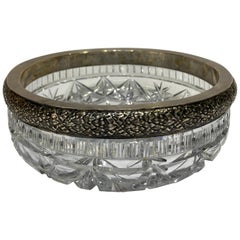 Antique 1913- 1922 Sterling Silver and Crystal Fruit Bowl