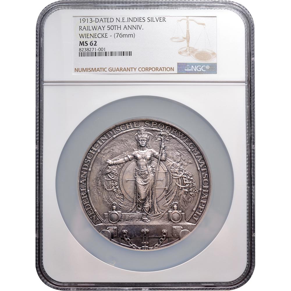 1913. 50 anni della Dutch-Indian Railroad Company NGC MS 62 In condizioni ottime in vendita a UTRECHT, UT