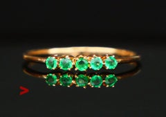 1913 Bague Alliance naturelle 0.25 ctw Emeraudes or massif 18K Ø US 7.5 / 1 gr