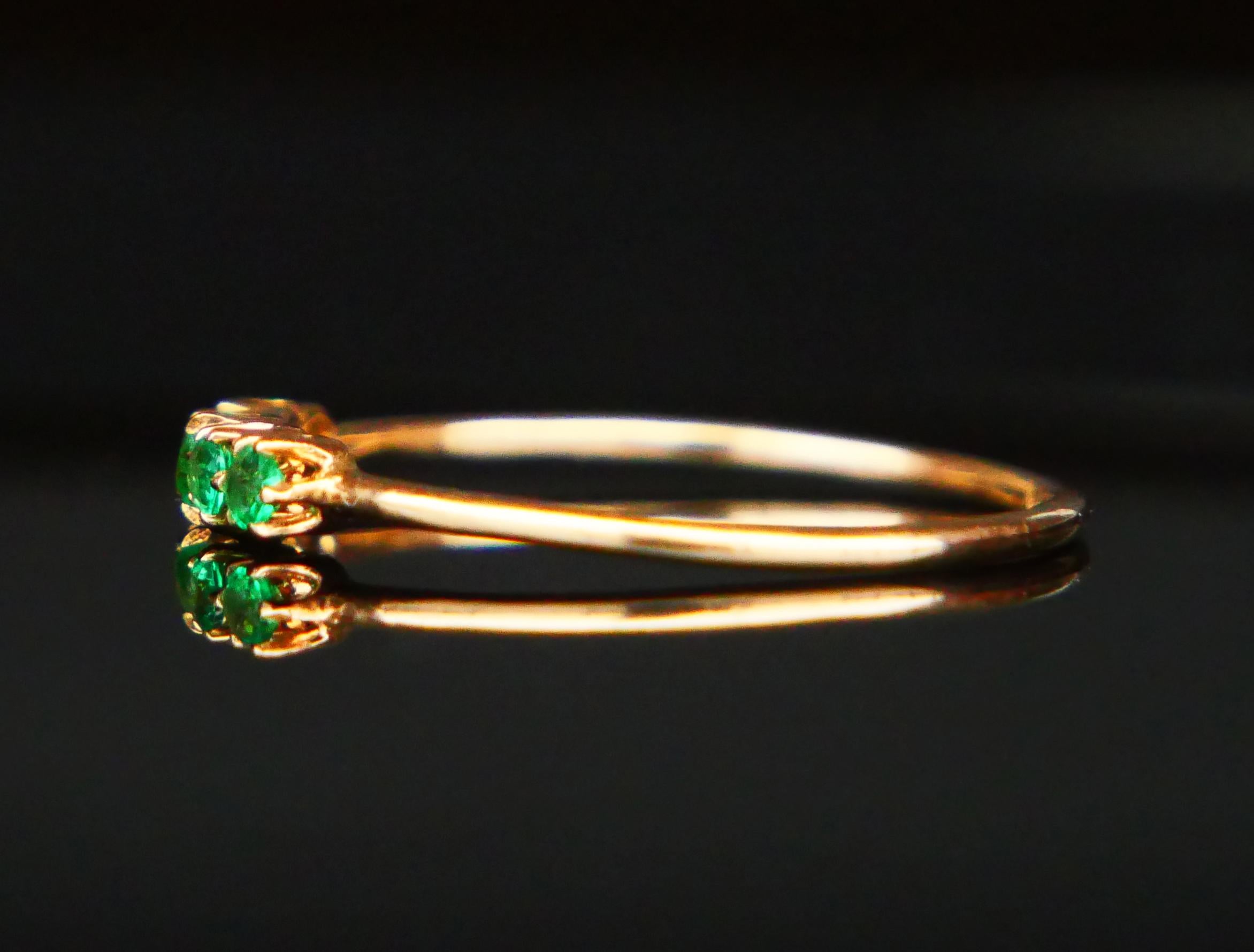 Women's 1913 Alliance Ring natural 0.25 ctw Emeralds solid 18K Gold Ø US 7.5 / 1 gr For Sale