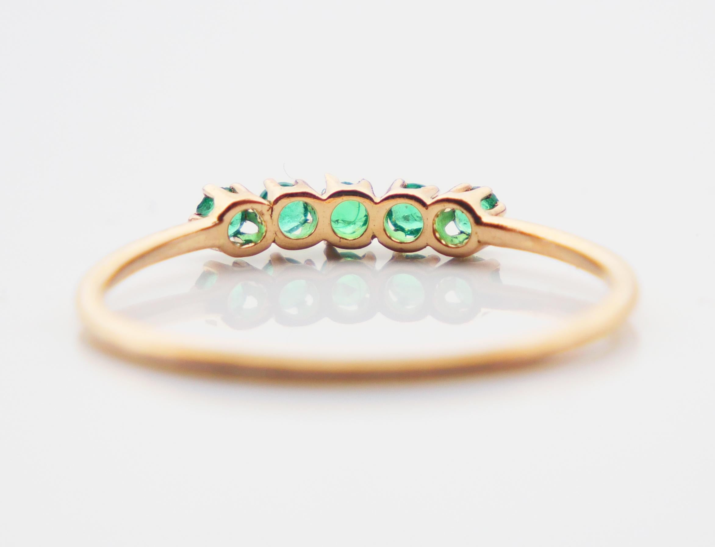 1913 Alliance Ring natural 0.25 ctw Emeralds solid 18K Gold Ø US 7.5 / 1 gr For Sale 7