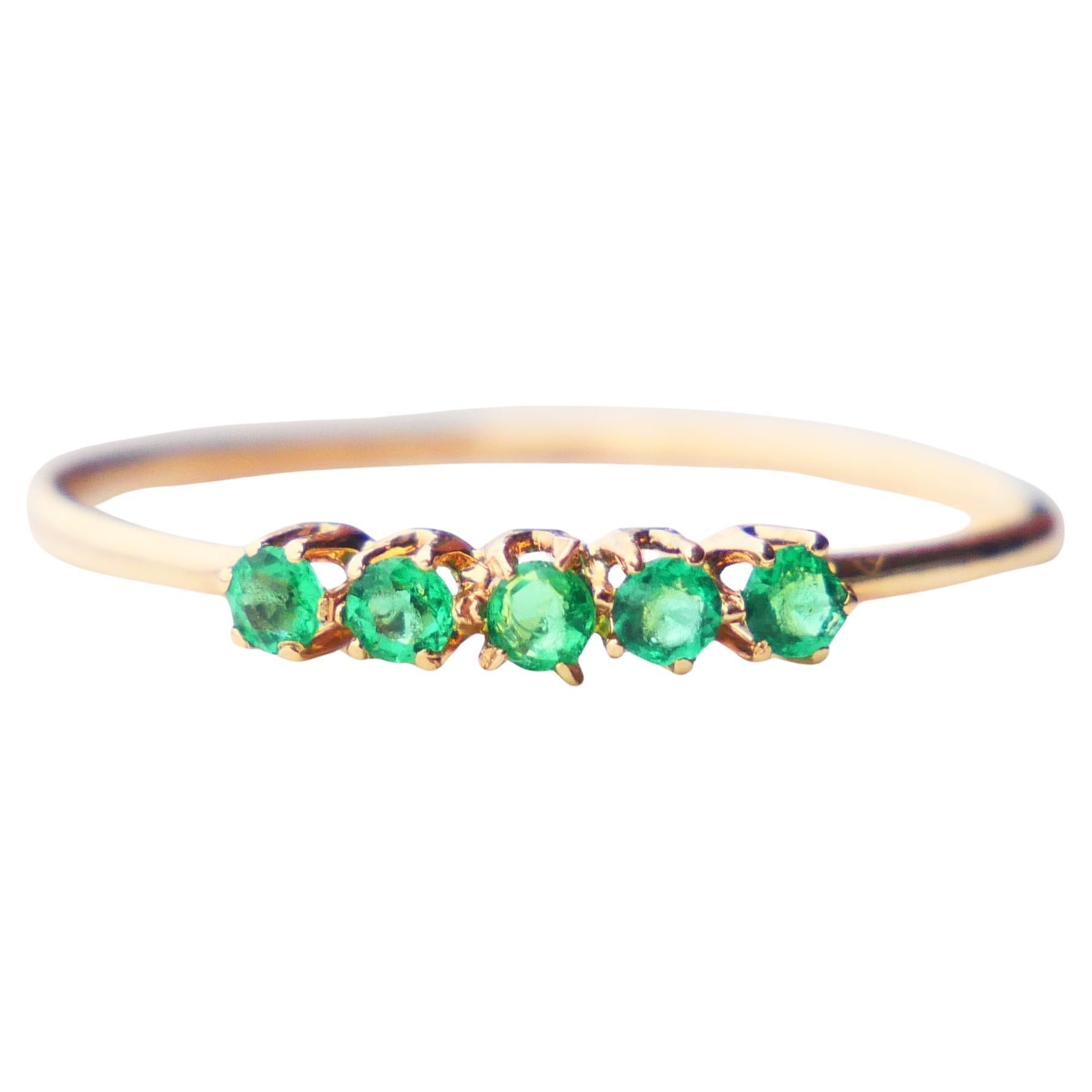 1913 Alliance Ring natural 0.25 ctw Emeralds solid 18K Gold Ø US 7.5 / 1 gr