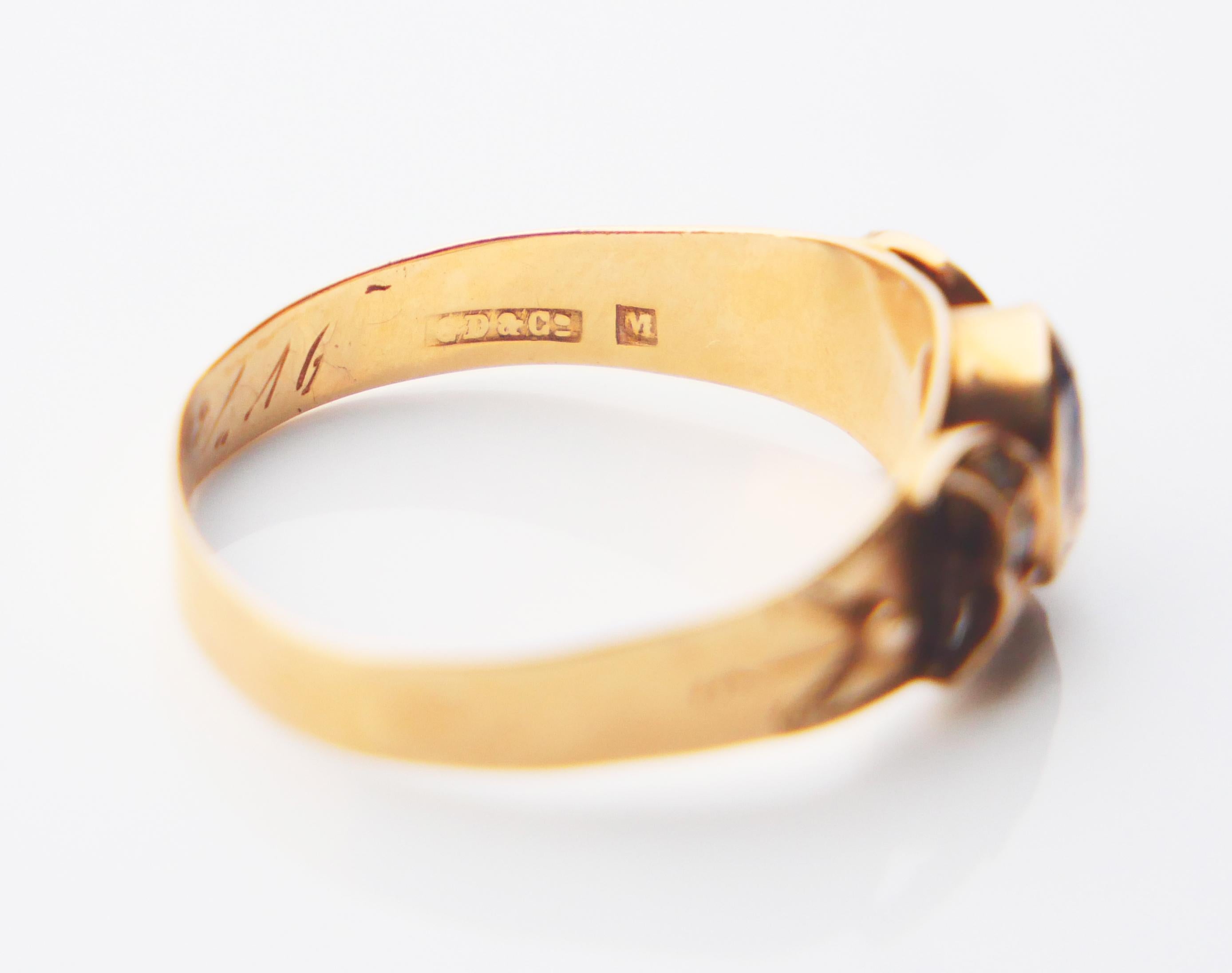 1913 Anello di Anna blu naturale con zaffiro Nature Perle massicce 18K ØUS6.25 / 1.89 gr 13
