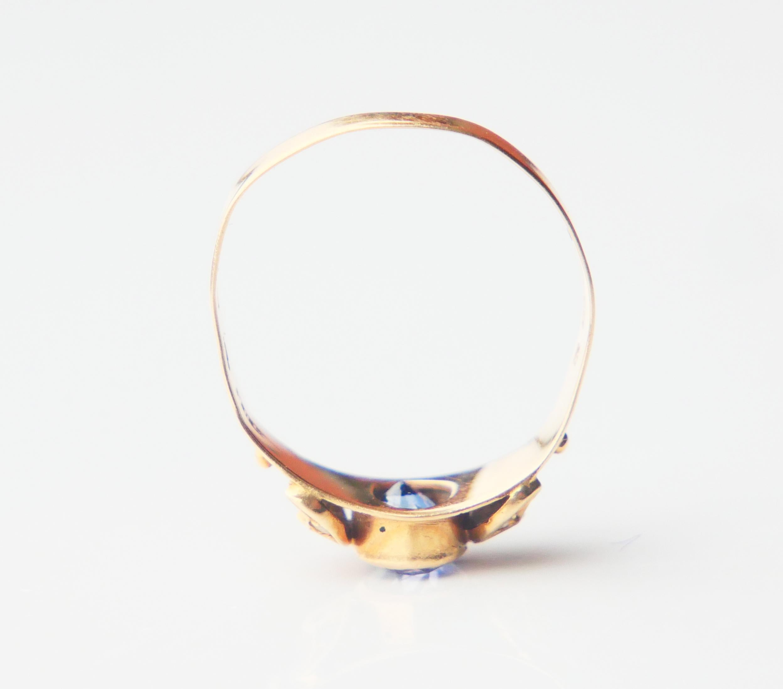 1913 Anello di Anna blu naturale con zaffiro Nature Perle massicce 18K ØUS6.25 / 1.89 gr 1