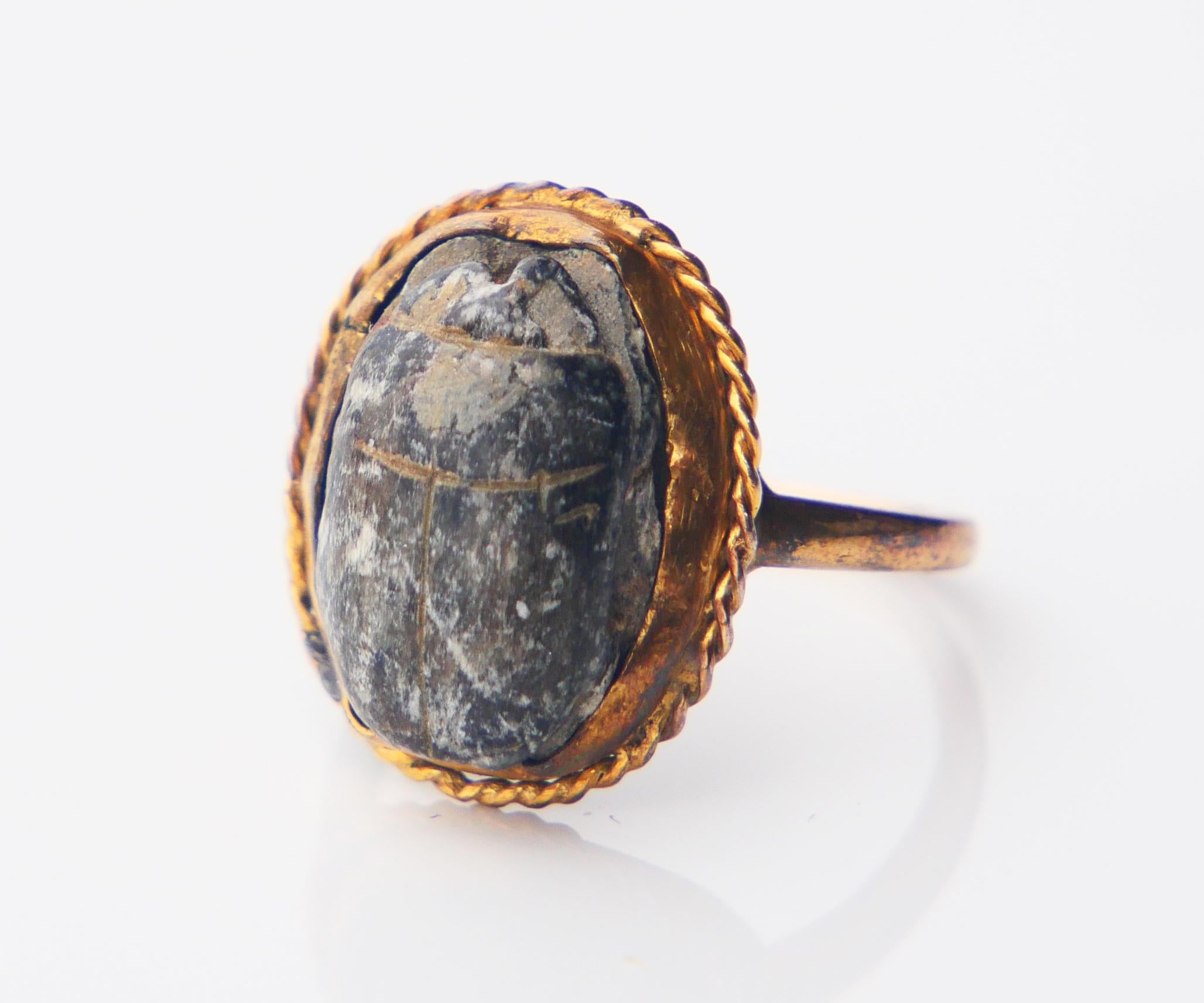 1913 Anello antico Scarabeo egizio in oro giallo 18 carati Ø 5,25US/ 3,5gr in vendita 6
