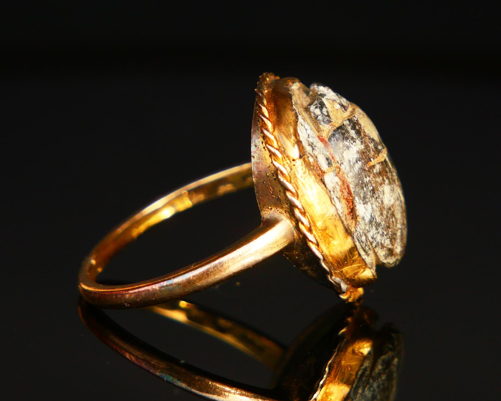 da uomo o donna 1913 Anello antico Scarabeo egizio in oro giallo 18 carati Ø 5,25US/ 3,5gr in vendita